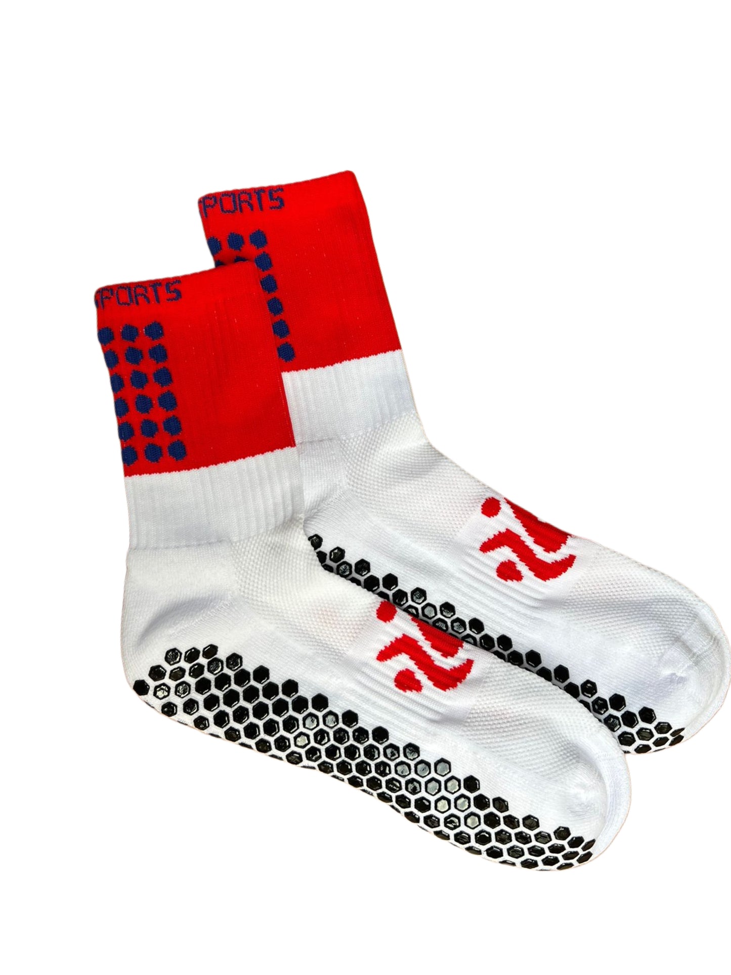 Red and blue Solo Sports anti-slip grip socks